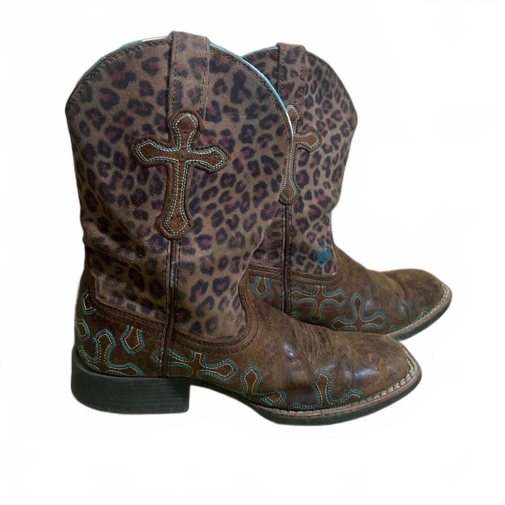 Ariat Youth Girls Crossroads Leopard Print Cowgirl Boot Size 12 EU 29